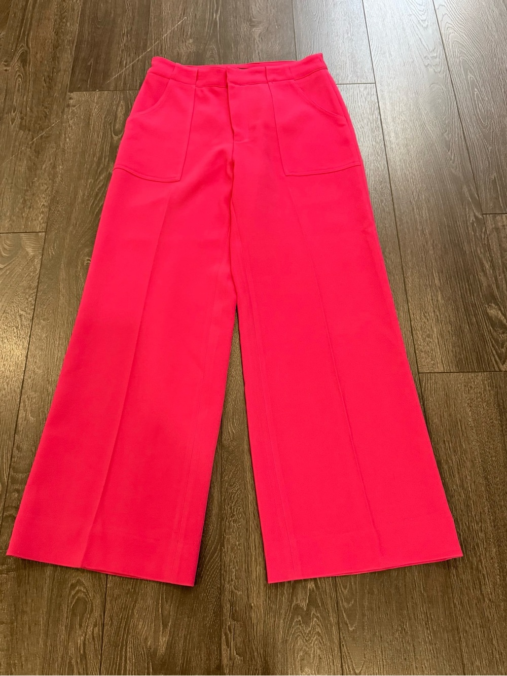 Aqua Wide-Leg High-Rise Pants in Hot Pink